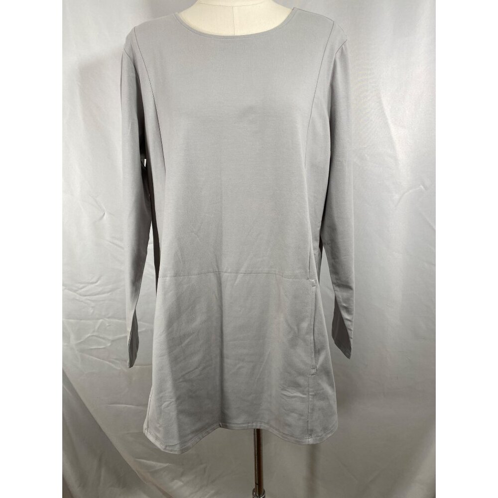 Country store grey tunic w front pouch earth mama quiet luxury XL